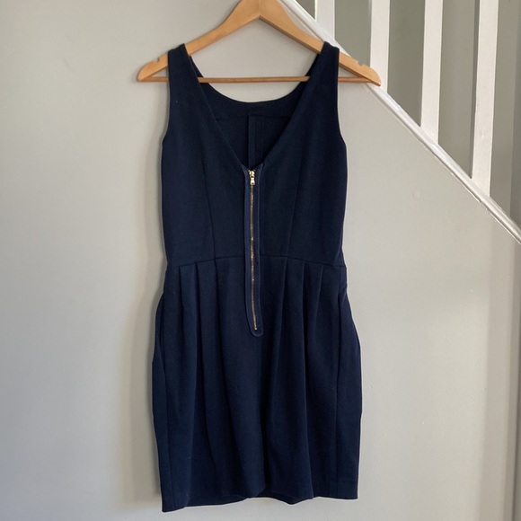 Club Monaco Navy Blue Back V Dress - Picture 2 of 4